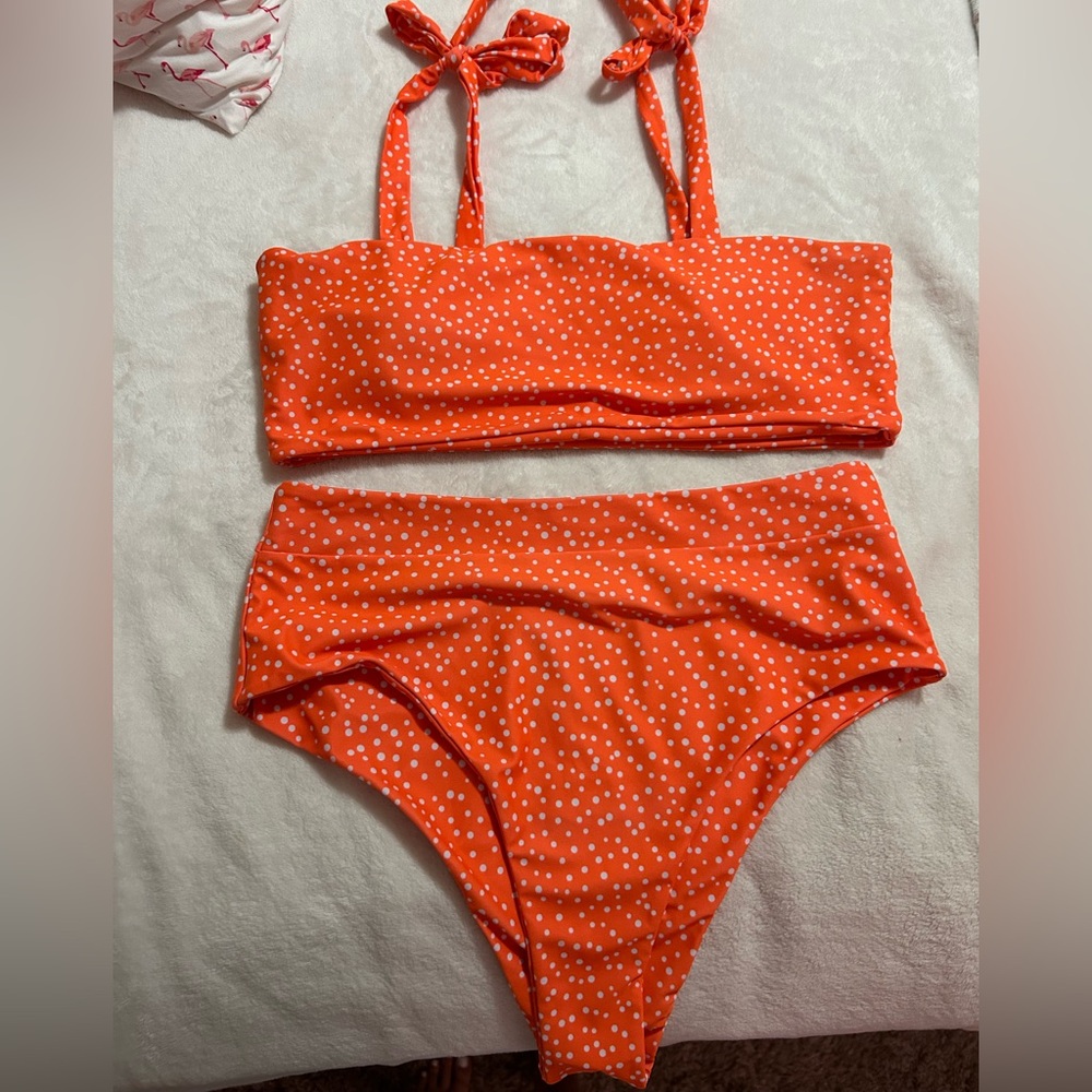 SHEIN Orange and White Polka Dot womans Bikini